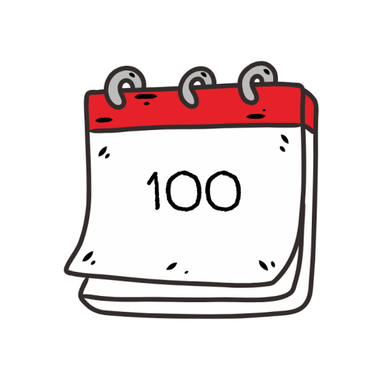 Kalender med tallet 100